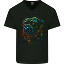 A Colourful Cane Corso Dog Mens V-Neck Cotton T-Shirt Black