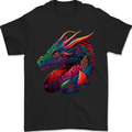 A Colourful Dragon Fantasy Mens T-Shirt 100% Cotton Black