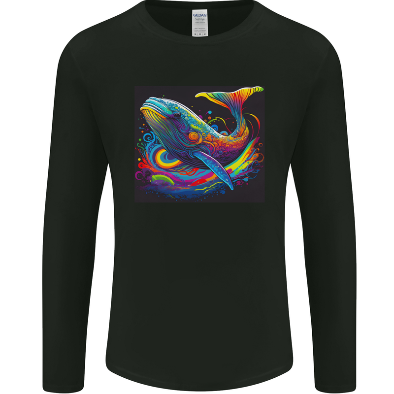 A Colourful Fantasy Whale Mens Long Sleeve T-Shirt Black