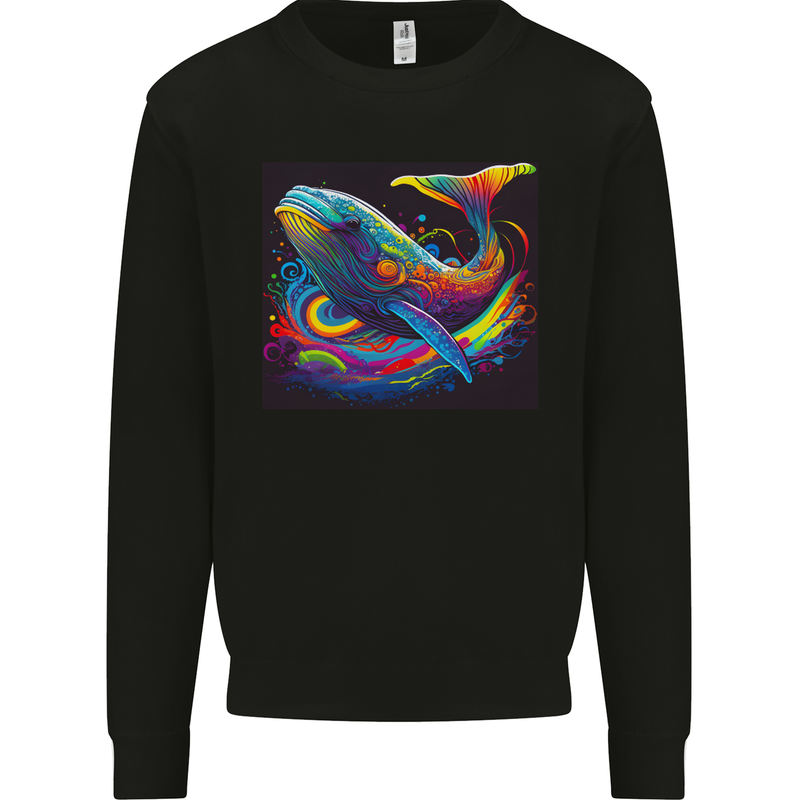 A Colourful Fantasy Whale Mens Sweatshirt Jumper Black