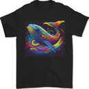 A Colourful Fantasy Whale Mens T-Shirt 100% Cotton Black