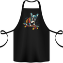 A Colourful French Bulldog on a Skateboard Cotton Apron 100% Organic Black