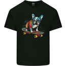 A Colourful French Bulldog on a Skateboard Mens Cotton T-Shirt Tee Top Black