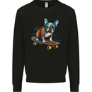A Colourful French Bulldog on a Skateboard Mens Sweatshirt Jumper Black