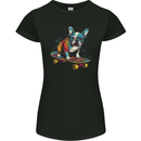 A Colourful French Bulldog on a Skateboard Womens Petite Cut T-Shirt Black