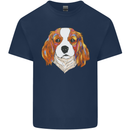 A Colourful King Charles Spaniel Dog Kids T-Shirt Childrens Navy Blue