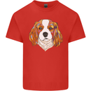 A Colourful King Charles Spaniel Dog Kids T-Shirt Childrens Red