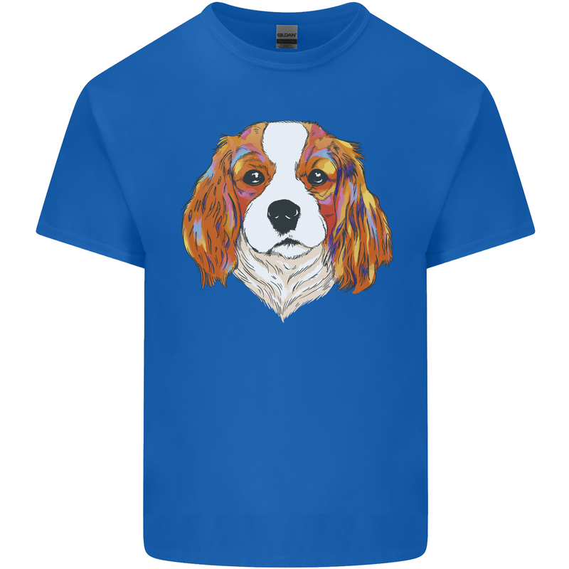 A Colourful King Charles Spaniel Dog Kids T-Shirt Childrens Royal Blue