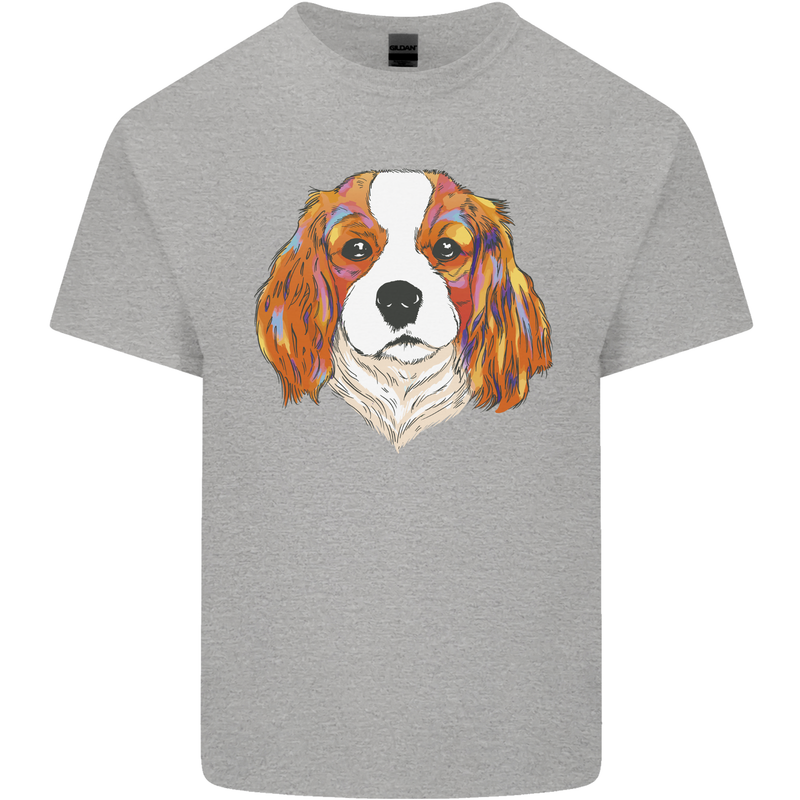 A Colourful King Charles Spaniel Dog Kids T-Shirt Childrens Sports Grey