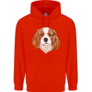 A Colourful King Charles Spaniel Dog Mens 80% Cotton Hoodie Bright Red