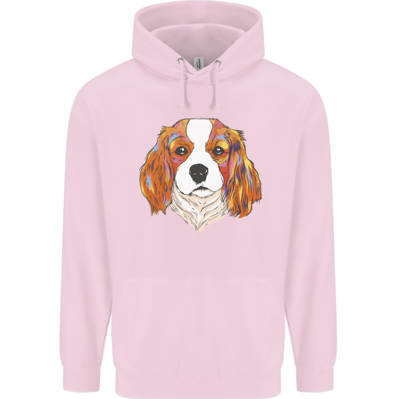 A Colourful King Charles Spaniel Dog Mens 80% Cotton Hoodie Light Pink