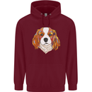 A Colourful King Charles Spaniel Dog Mens 80% Cotton Hoodie Maroon
