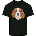 A Colourful King Charles Spaniel Dog Mens Cotton T-Shirt Tee Top Black