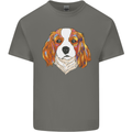 A Colourful King Charles Spaniel Dog Mens Cotton T-Shirt Tee Top Charcoal