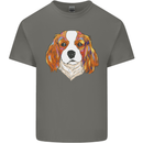 A Colourful King Charles Spaniel Dog Mens Cotton T-Shirt Tee Top Charcoal