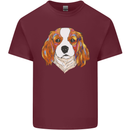 A Colourful King Charles Spaniel Dog Mens Cotton T-Shirt Tee Top Maroon