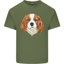 A Colourful King Charles Spaniel Dog Mens Cotton T-Shirt Tee Top Military Green