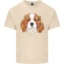 A Colourful King Charles Spaniel Dog Mens Cotton T-Shirt Tee Top Natural