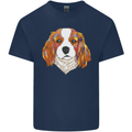 A Colourful King Charles Spaniel Dog Mens Cotton T-Shirt Tee Top Navy Blue