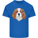 A Colourful King Charles Spaniel Dog Mens Cotton T-Shirt Tee Top Royal Blue