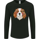 A Colourful King Charles Spaniel Dog Mens Long Sleeve T-Shirt Black