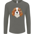 A Colourful King Charles Spaniel Dog Mens Long Sleeve T-Shirt Charcoal