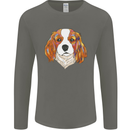 A Colourful King Charles Spaniel Dog Mens Long Sleeve T-Shirt Charcoal