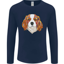 A Colourful King Charles Spaniel Dog Mens Long Sleeve T-Shirt Navy Blue