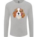 A Colourful King Charles Spaniel Dog Mens Long Sleeve T-Shirt Sports Grey
