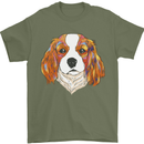 A Colourful King Charles Spaniel Dog Mens T-Shirt 100% Cotton Military Green