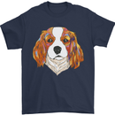 A Colourful King Charles Spaniel Dog Mens T-Shirt 100% Cotton Navy Blue