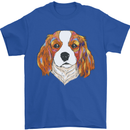 A Colourful King Charles Spaniel Dog Mens T-Shirt 100% Cotton Royal Blue