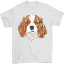 A Colourful King Charles Spaniel Dog Mens T-Shirt 100% Cotton White