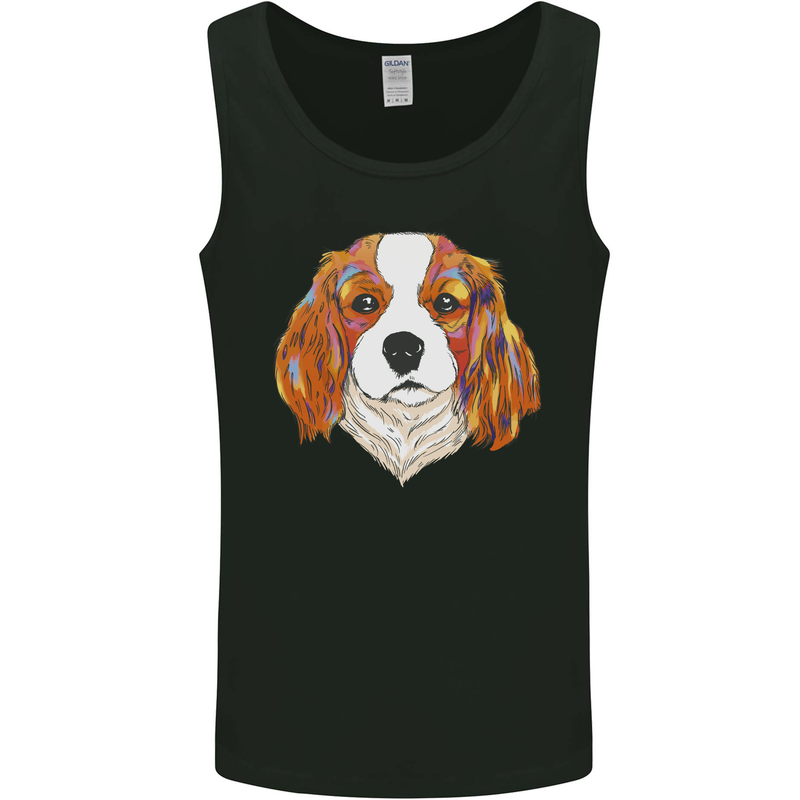 A Colourful King Charles Spaniel Dog Mens Vest Tank Top Black