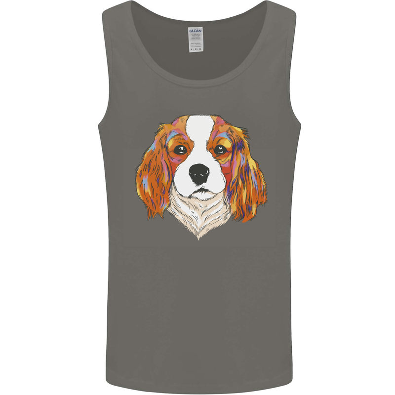 A Colourful King Charles Spaniel Dog Mens Vest Tank Top Charcoal