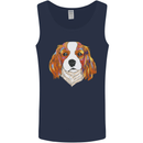 A Colourful King Charles Spaniel Dog Mens Vest Tank Top Navy Blue