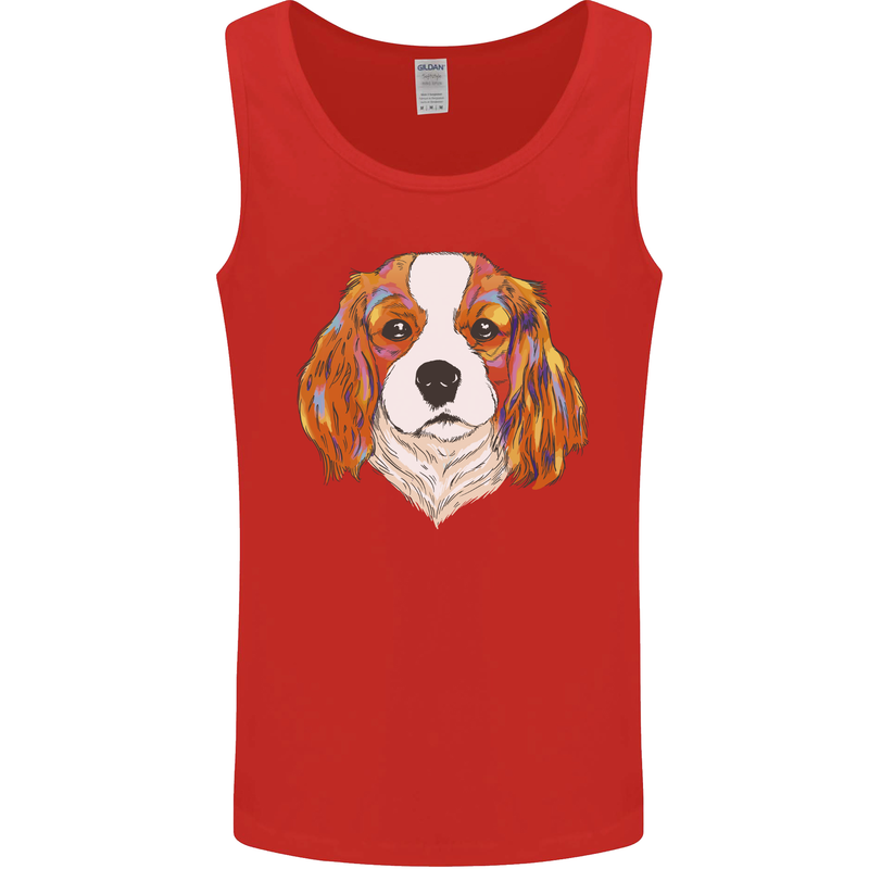 A Colourful King Charles Spaniel Dog Mens Vest Tank Top Red