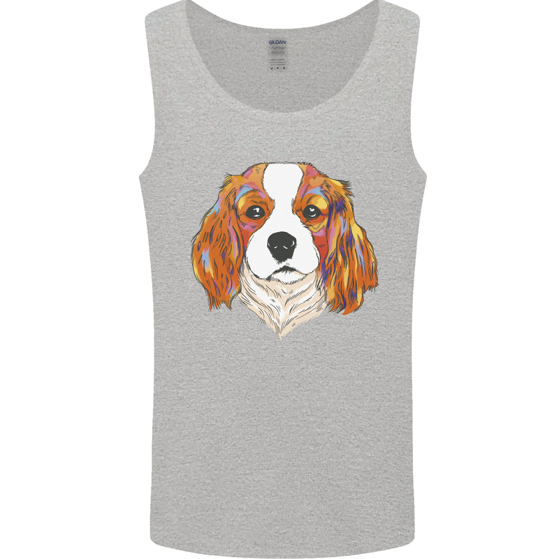 A Colourful King Charles Spaniel Dog Mens Vest Tank Top Sports Grey