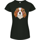 A Colourful King Charles Spaniel Dog Womens Petite Cut T-Shirt Black