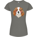 A Colourful King Charles Spaniel Dog Womens Petite Cut T-Shirt Charcoal