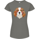A Colourful King Charles Spaniel Dog Womens Petite Cut T-Shirt Charcoal