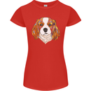 A Colourful King Charles Spaniel Dog Womens Petite Cut T-Shirt Red