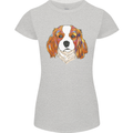 A Colourful King Charles Spaniel Dog Womens Petite Cut T-Shirt Sports Grey