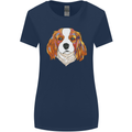 A Colourful King Charles Spaniel Dog Womens Wider Cut T-Shirt Navy Blue