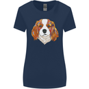 A Colourful King Charles Spaniel Dog Womens Wider Cut T-Shirt Navy Blue