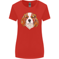 A Colourful King Charles Spaniel Dog Womens Wider Cut T-Shirt Red
