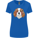 A Colourful King Charles Spaniel Dog Womens Wider Cut T-Shirt Royal Blue