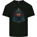 A Colourful Lotus Flower Mens Cotton T-Shirt Tee Top Black