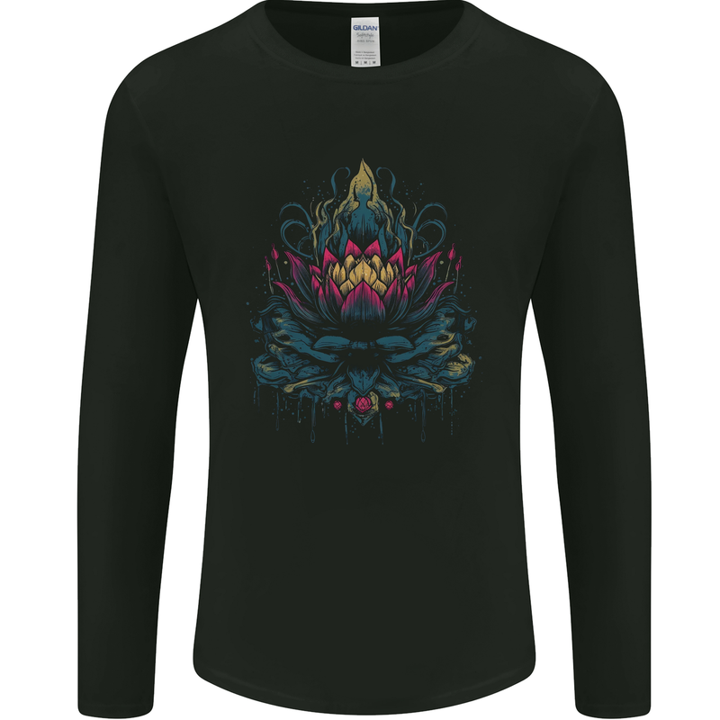 A Colourful Lotus Flower Mens Long Sleeve T-Shirt Black