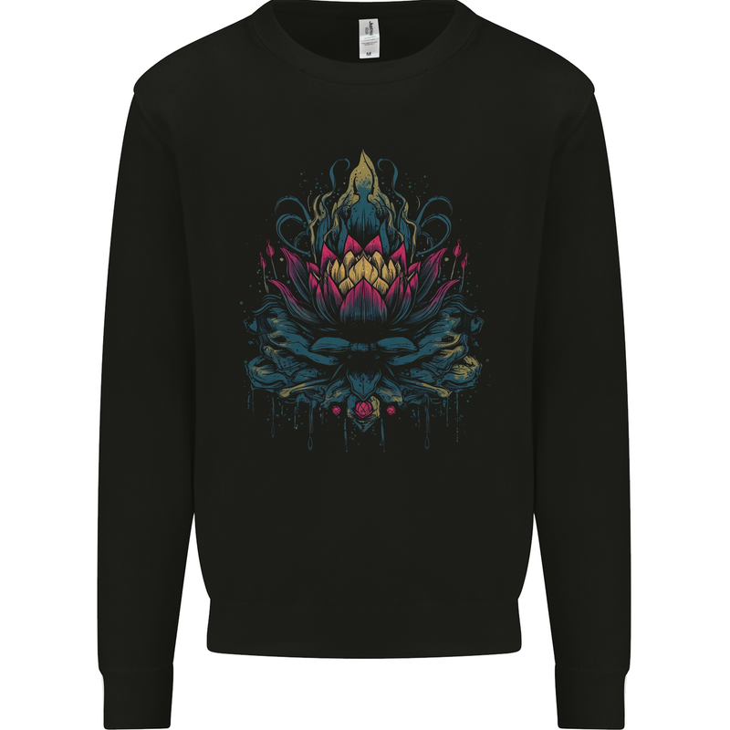 A Colourful Lotus Flower Mens Sweatshirt Jumper Black